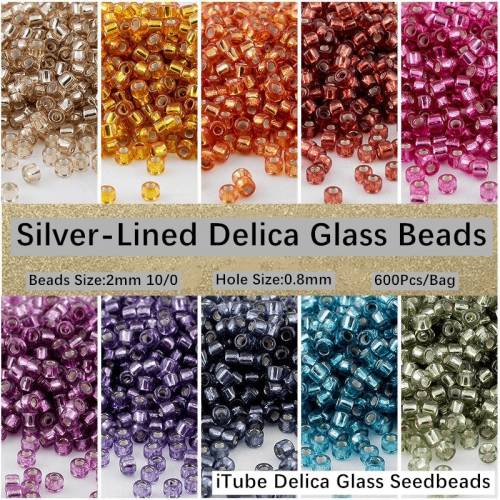 Japan Delica Miyuki Bead 10/0 2mm Lined Color Glass Seedbeads For Hand Craft Jewelry Embroider Art Sewing Accessories 600Pcs