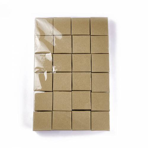 Kraft Paper Cardboard Jewelry Boxes - Ring Box - Square - BurlyWood - 50x50x30mm; 24pcs/set