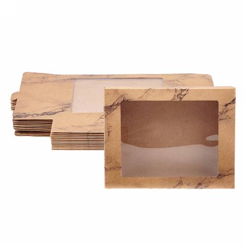 Marble Texture Pattern Paper Gift Boxes - with Clear Window - Packaging Boxes - BurlyWood - Box: 175x135x35cm; Unfold: 29x17x01cm
