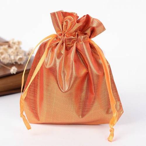 NBEADS 10 Pcs 47x35 Inch DarkOrange Satin Drawstring Bags Wedding Party Favors Jewelry Pouches Candy Gift Bags