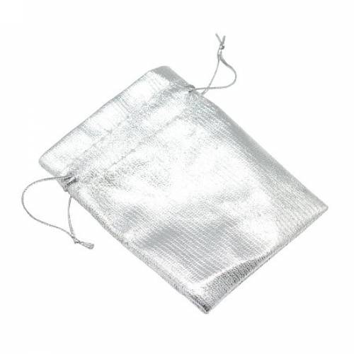 NBEADS 100 Pcs 354x276 Inch Silver Gift Bags Wedding Pouches Drawstring Bags Jewelry Pouches Favor Pouches