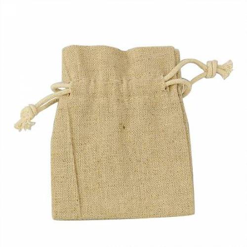 NBEADS 100PCS Small Jewelry Pouches Burlap Gift Bags with Drawstring Jute Sacks for Home Wedding Christmas Festival Event Decorations - 98x76cm