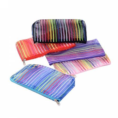 NBEADS 12 Pcs 728x433 Inch Mixed Color Zipper Bags Mesh Document Bags Cosmetics Pouched Storage Zipper Bags Office File Bags