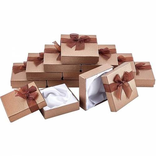NBEADS 12 Pcs Cardboard Jewelry Box - Craft Paper Box with Ribbon Bowknot for DIY Necklace Bracelet Gift Packing - 9x9x27cm
