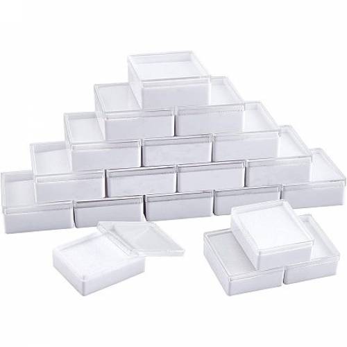 NBEADS 15 Pcs Plastic Jewelry Box - Clear Gift Box with Sponge Inside for DIY Necklace Bracelet Earring Packing - 48x38x165cm