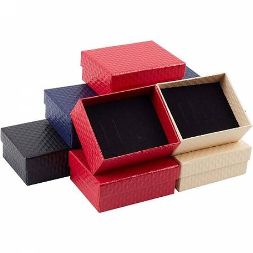 NBEADS 20 Pcs Cardboard Jewelry Box Rectangle Paper Gift Case for Pendants Necklaces Bracelet Gift Packaging Shipping with Sponge Fill