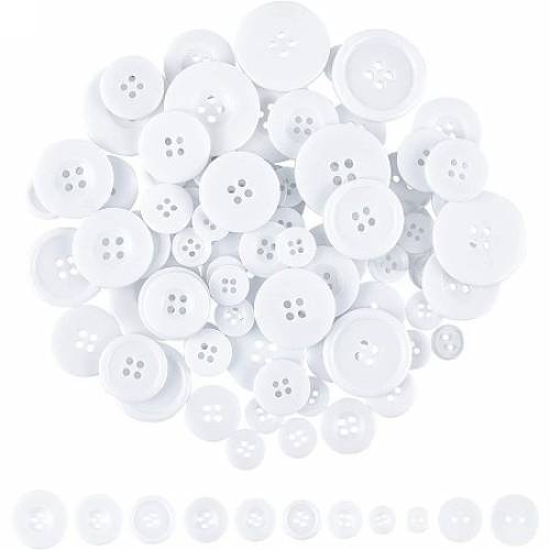 NBEADS 200g Sewing Buttons - Various Sizes Randomly Mixed Round Acrylic Buttons 2-Hole and 4-Hole Resin Buttons for Crafts Sewing Decorations