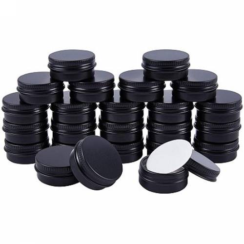 NBEADS 24 Pcs 10ml Round Aluminum Tins Jars - Metal Storage Containers Black Travel Empty Aluminum Tins Cans with Screw Lid for Making Candles Arts...