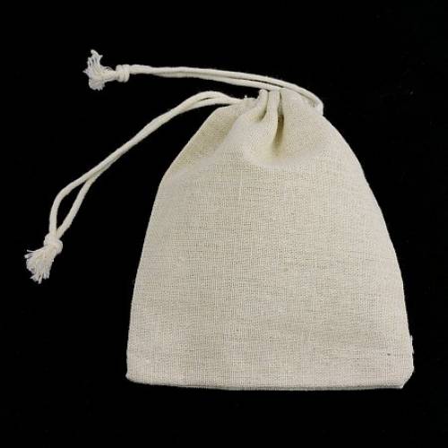 NBEADS 250 Pcs 43x37 Inch Wheat Drawstring Cotton Bags Muslin Bags