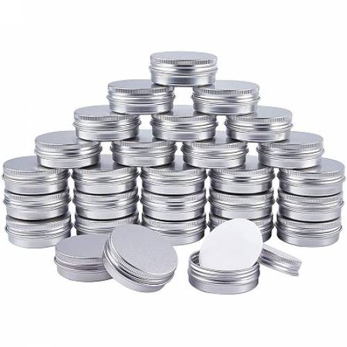 NBEADS 27 Pcs 30ml Round Aluminum Cans - 1 Ounce Silver Empty Tin Jars Refillable Metal Storage Containers with Screw Lid for Crafts DIY Salve Spices...