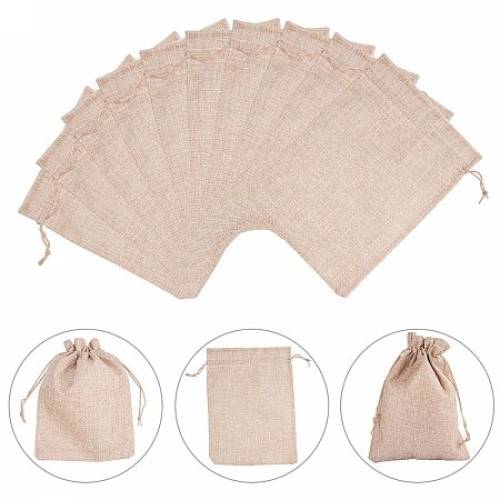 NBEADS 30Pcs Dark Khaki Burlap Bags with Drawstring - 9 x 67 Inch Burlap Gift Bag Jewelry Pouches for Wedding Favors - Party - DIY Craft and Christmas