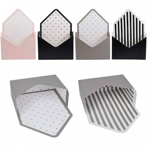 NBEADS 5 Packs Florist Bouquet Packaging Envelope Gift Boxes - 5 Assorted Colors Stripe/Polka Dot Folding Carton Gift Boxes Jewelry Small Boxes for...