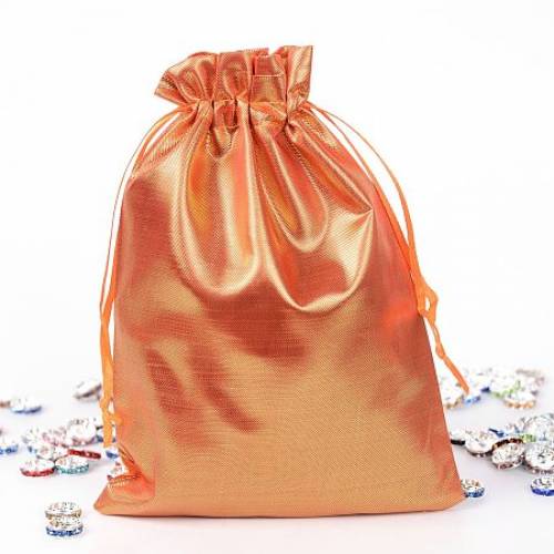 NBEADS 5 Pcs 69x51 Inch DarkOrange Satin Drawstring Bags Wedding Party Favors Jewelry Pouches Candy Gift Bags