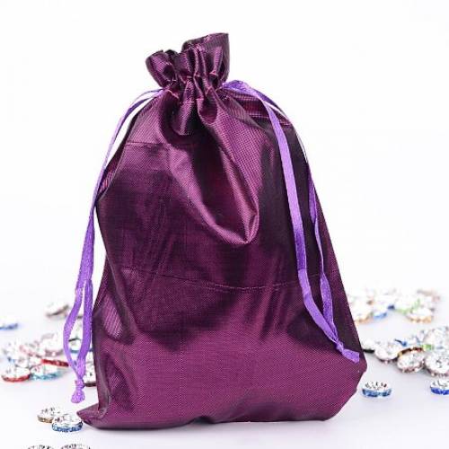 NBEADS 5 Pcs 69x51 Inch Purple Satin Drawstring Bags Wedding Party Favors Jewelry Pouches Candy Gift Bags