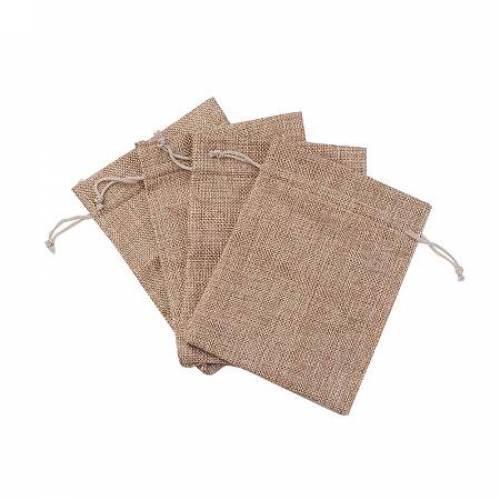 NBEADS 50PCS Drawstring Bags Brown Burlap Gift Bags Jewelry Pouches Bags for DIY Craft Wedding Party - 178x13cm