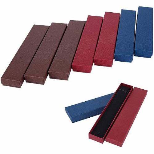 NBEADS 9 Pcs 3 Colors Cardboard Jewelry Box - Necklace Bracelet Paper Craft Box for Party Wedding Gift Packing - 21x4x2cm