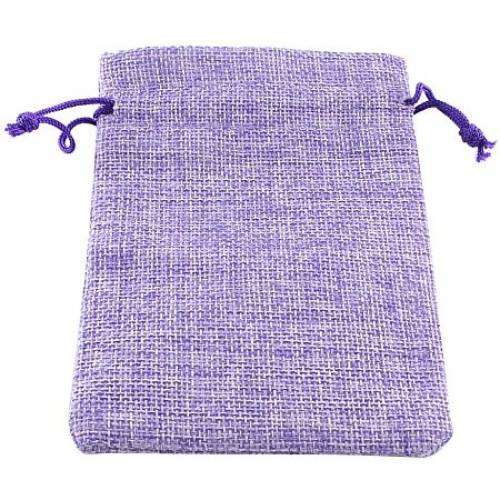 NBEADS Small Bags - 10 PCS 7x9cm Purple Burlap Cloth Drawstring Jewelry Pouches for Traveling Makeup - Crafts - Gifts Packing