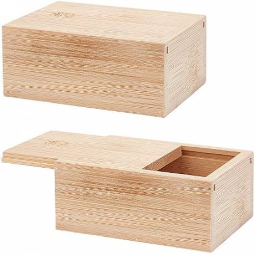 OLYCRAFT 2Pcs Unfinished Wooden Box Unfinished Storage Box with Slide Top Natural Keeper Box Rectangle Jewelry Box for Jewelry Storage