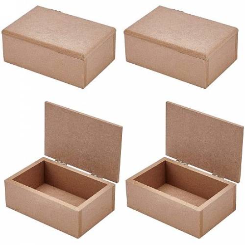 OLYCRAFT 4 Pack Unfinished Wooden Box Natural Pinewood Box Wooden Pencil Box with Flip Cover Decorative Wood Box Rectangular Storage Box for Crafts -...