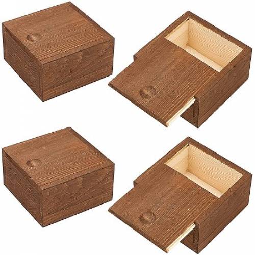 OLYCRAFT 4PCS Wooden Unfinished Storage Box with Slide Top Wood Soap Box for Handmade DIY Jewelry Soap Organizer Case