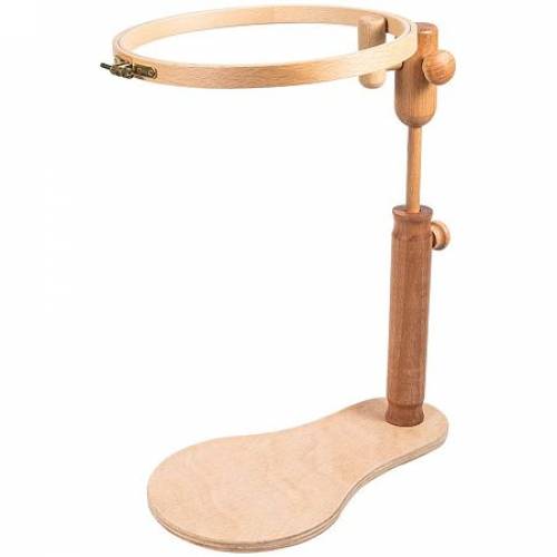 OLYCRAFT Natural Beech Wood Adjustable Rotated Embroidery Frame Stand Round Embroidery Frame Hoop for Cross Stitch Wooden Stand Suitable for Studio -...