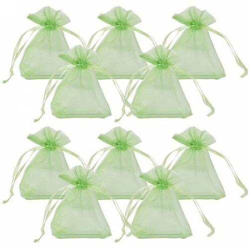 Organza Bags - with Ribbons - Yellow - 9x7cm
