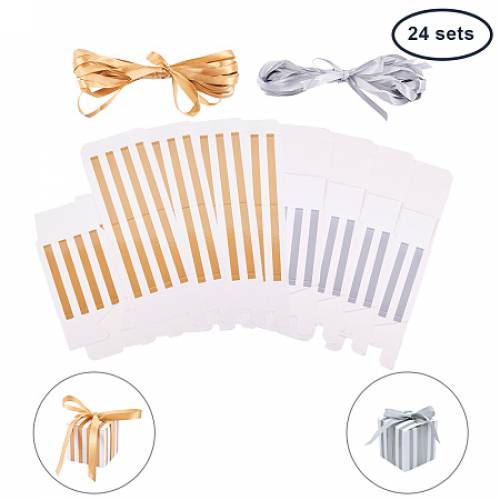 PandaHall 24sets Kraft Gift Boxes Princess&Prince Wedding Favor Boxes Candy Boxes with Ribbon 2x2x2 inch Baby Shower Favor Boxes Party Supplies