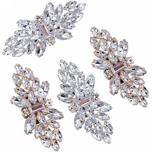 PandaHall 4pcs 2 Colors Shoe Clip Rhinestones Flower Shoe Pins Crystal Rhinestone Charms for Shoes Decocration Wedding Party Clips
