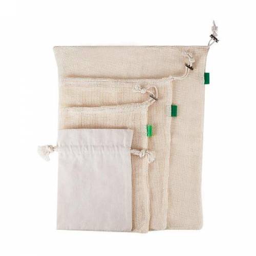 PandaHall Elite 10 Pcs 4 Sizes 2 Styles Reusable Produce Bag - Reusable Cotton Mesh Bags for Storage Grocery Shopping(9 Mesh Vegetable Bags + 1...