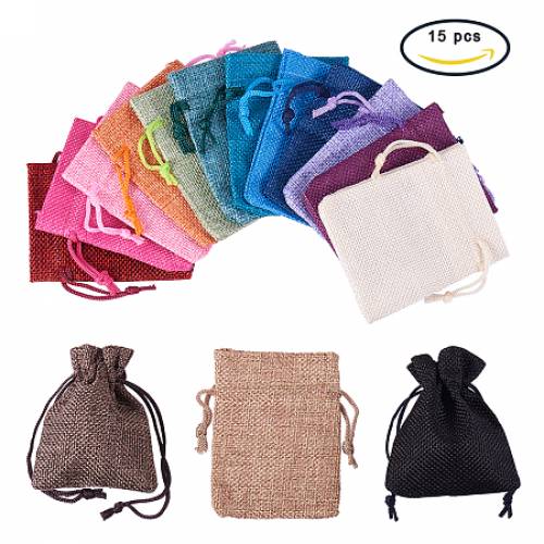 PandaHall Elite 15 Color Burlap Packing Pouches Drawstring Bags 27 x 35