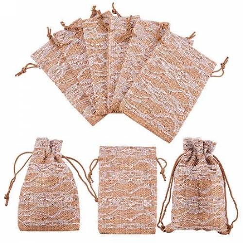 PandaHall Elite 20 Packs 55 x 37 Lace Burlap Bags with Drawstring Gift Bags Jewelry Pouch for Wedding and Valentines Party DIY Arts & Crafts Presents