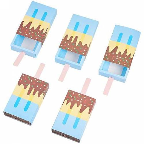 PandaHall Elite 20pcs Paper Ice Cream Shape Gift Boxes Wedding Party Favor Candy Box for Halloween Birthday Party Blue