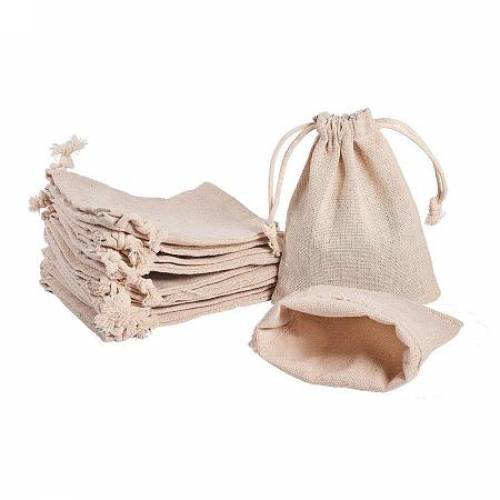 PandaHall Elite 30PCS Wheat Cotton Drawstring Bags Jewelry Pouch Reusable Bags Travel Pouch Wedding Birthday Party Favor Bags - 37x43 Inch