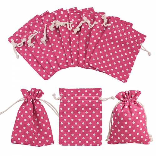 PandaHall Elite 50 Pcs Dot HotPink Cotton Bags with Drawstring Gift Bags Jewelry Pouch for Wedding Party - Arts Crafts Projects - Presents - Snacks -...