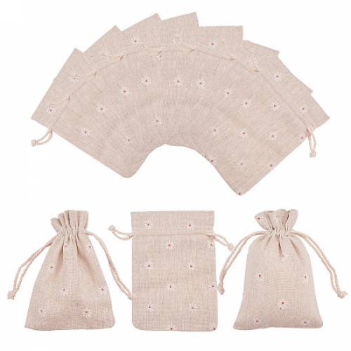 PandaHall Elite 50 Pcs Flower Cotton Bags with Drawstring Gift Bags Jewelry Pouch for Wedding Party - Arts Crafts Projects - Presents - Snacks -...