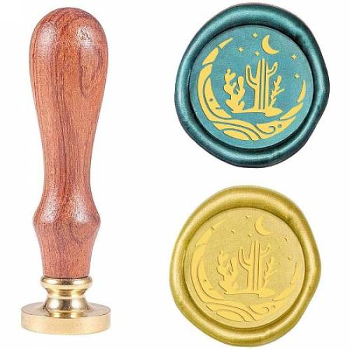 PandaHall Elite Cactus Moon Sealing Wax Stamps - Plant Stamp Wax Seal 25mm Removable Brass Heads for Wedding Party Invitations - Wine Packages - Gift...