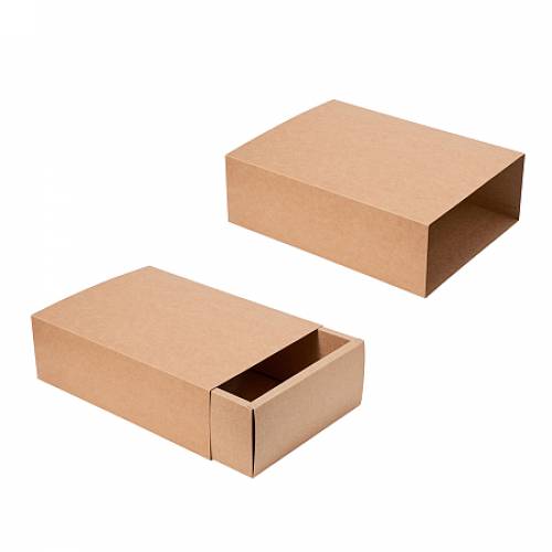 Pandahall Elite Kraft Paper Drawer Folding Box - Corrugated E-flute Box - Rectangle - Rectangle - BurlyWood - 272x192x82cm; Inner: 25x17x8cm