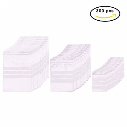 PandaHall Elite Pack of 300 Zip Bags Seal Top Bag with Write-On Strips for Small Parts Storage