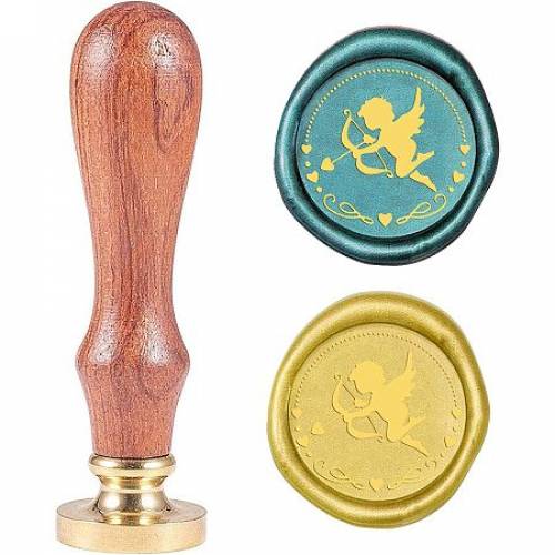 PandaHall Elite Wax Seal Stamp Kit - 25mm Angel Archery Retro Brass Head Sealing Stamps with Wooden Handle - Removable Sealing Stamp Kit for Wedding...
