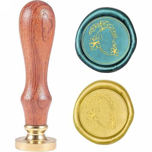 PandaHall Elite Wax Seal Stamp Kit - 25mm Mango Flower Retro Brass Head Sealing Stamps with Wooden Handle - Removable Sealing Stamp Kit for Wedding...