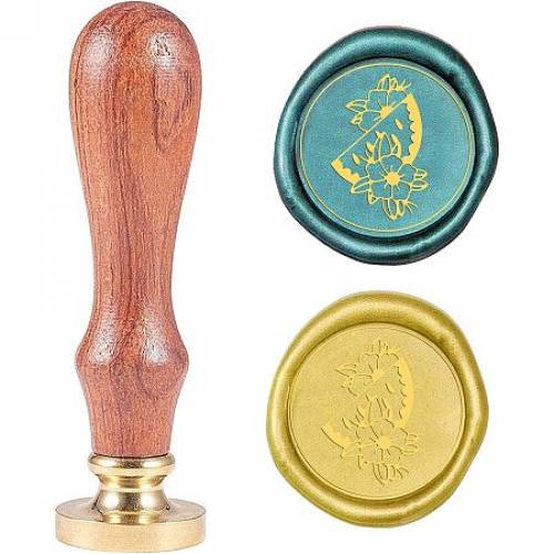 PandaHall Elite Wax Seal Stamp Kit - 25mm Watermelon Flower Retro Brass Head Sealing Stamps with Wooden Handle - Removable Sealing Stamp Kit for...