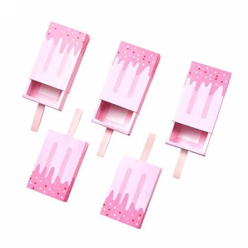 PH PandaHall 20 pcs 36x2 Inch Paper Ice Cream Shape Gift Boxes Wedding Party Favor Candy Box for Halloween Birthday Party Pink