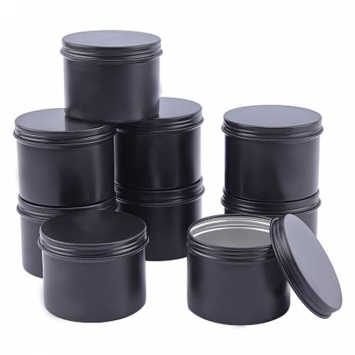 Round Aluminium Tin Cans - Aluminium Jar - Storage Containers for Cosmetic - Candles - Candies - with Screw Top Lid - Matte Style - Black -...