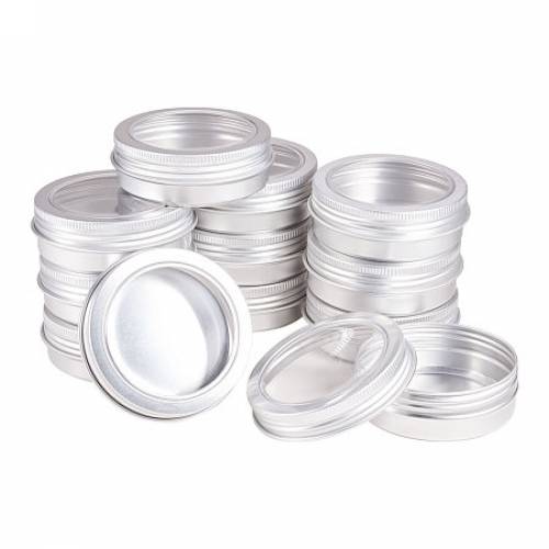 Round Aluminium Tin Cans - Aluminium Jar - Storage Containers for Cosmetic - Candles - Candies - with Screw Top Lid - Platinum - 705x25cm; 25pcs/box