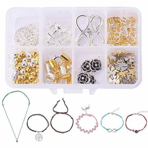 SUNNYCLUE 1 Set DIY Jewelry Bracelet Necklace Making Starter Kit Include 6 Color 30yards(5yd/Color) Waxed Cotton Thread Cord 1mm and Jewelry Findings...