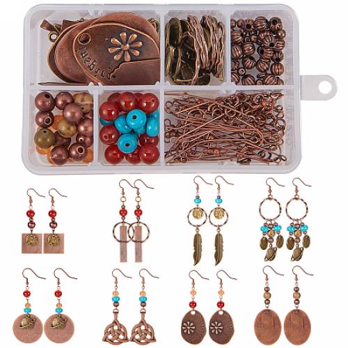 SUNNYCLUE DIY Earring Making - with Brass Blank Stamping Tag Pendants and Metal Tags - CCB Plastic Bead Spacers - Brass Eye Pin and Brass Earring...