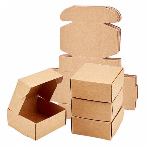 SUPERFINDINGS Kraft Paper Gift Box - Folding Boxes - Square - BurlyWood - 28x244x004cm; finished product: 8x8x4cm