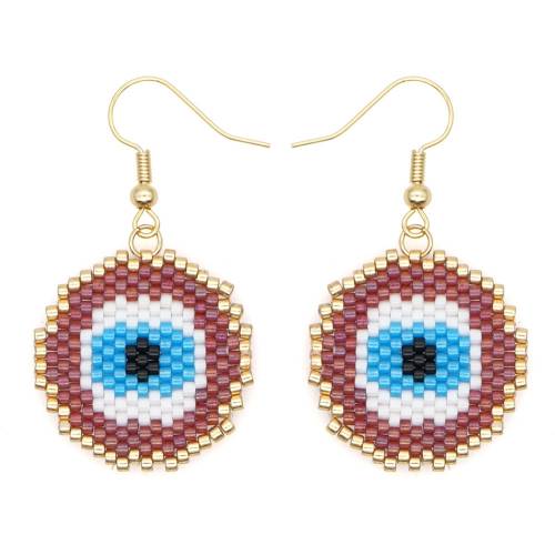 2021 Fashion Women Miyuki Dangle Earring Hand-made Evil Eye Round Shape Earrings Women‘s Boho Style Geometric Earrings Jewelry