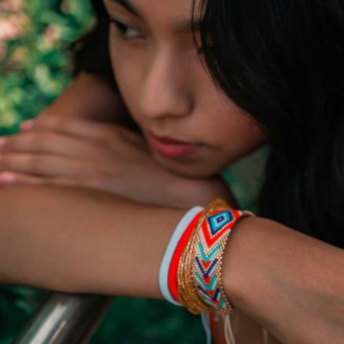 Bohemian Bracelets For Women Miyuki Beads Woven Geometric Eye Bracelets Women‘s Beaded Multilayer Bangle Set