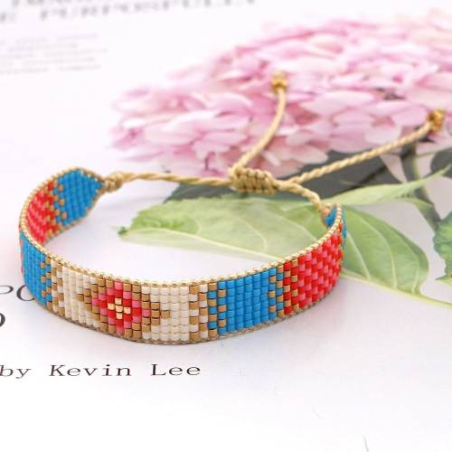 Miyuki Rice Beads Hand-woven Geometric Beaded Bracelet Female Fine Bohemian Ethnic Style Beach Hand Jewelry For Women